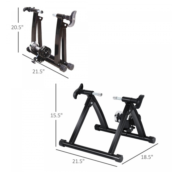 Soozier Foldable Indoor Bike Trainer, Stationary Bicycle Stand For Riding Exercise, 26-28\" & 700c Wheels, Black