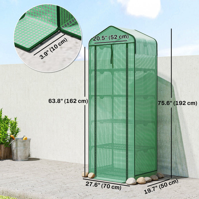 Outsunny Mini Greenhouse with Screen Roof, Portable Small Greenhouse, Green