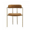 Serene Mid-Century Modern Metal Upholstered Dining Chair in Turmeric | Chaise de salle a manger moderne mi-siecle en metal et tissu, coloris curcuma