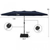 Costway 15FT Double-Sided Twin Patio Umbrella Sun Shade Outdoor Crank Market Base Navy