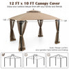 10' X 12' Patio Gazebo Replacement Top Cover 2-tier Canopy Cpai-84 Outdoor Brown