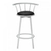 Barstool Set Of 2 Swivel Bar-Height Grey Metal Black Leather-Look Contemporary Modern|Ensemble de 2 tabourets bar pivotants de hauteur bar de style moderne contemporain avec métal gris et apparence cuir noir