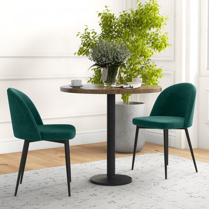 HOMCOM Dining Chairs Set of 2, Mid-Back Velvet-touch Upholstery Side Chair