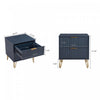 Dumbo Modern 20" Fluted Nightstand in Midnight Blue (2-Drawer) | Table de nuit moderne Dumbo 20" a cannelures, bleu minuit (2 tiroirs)