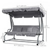 Outsunny Outdoor Patio Swing Chair With Adjustable Canopy And Two Pillows