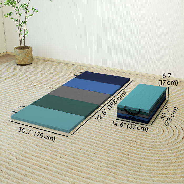 Soozier 6ft Folding Gymnastics Mat with Carry Handles, Mixed Colour