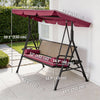 Outsunny 3-Seat Porch Swing with Canopy Outdoor Swing Chair w/ Rattan Seat
