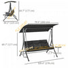 Outsunny 3 Seat Outdoor Swing Bench With Adjustable Canopy, Coffee Tables|Outsunny Banc Balancoire 3 Places Avec Auvent Reglable, Tables Basses