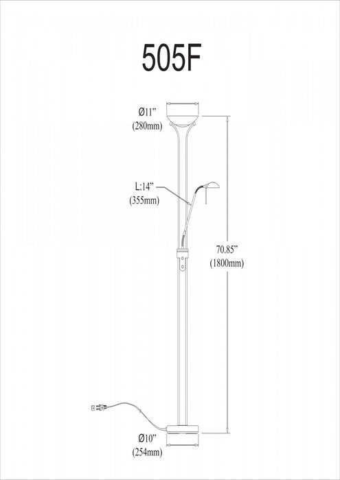 Dainolite Mother & Son Floor Lamp Satin Chrome Finish