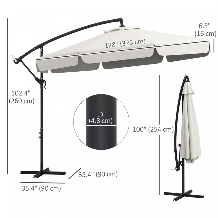 Outsunny 11ft Offset Hanging Patio Umbrella For Backyard, Cream White