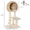 Pawhut 39" H Cat Tree, Multi-level Cat Tower With Sisal Scratching Post, Condo, Plush Perch, Hanging Rope And Hanging Ball, Beige