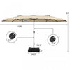 Costway 15FT Double-Sided Twin Patio Umbrella Outdoor Market with Crank & Base Beige
