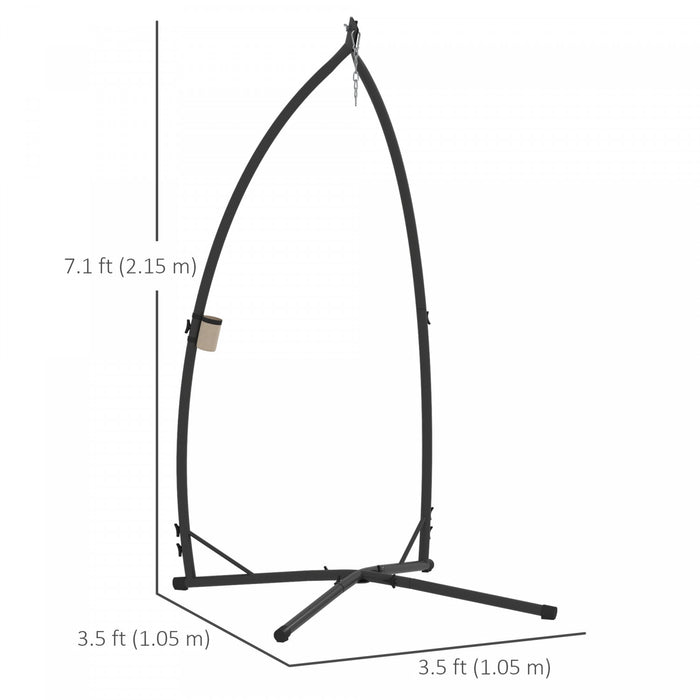 Outsunny Hammock Chair Stand, Steel Hanging Chair Stand Only w/ Cup Holder