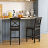 HOMCOM Counter Height Bar Stools Set of 2 with Cross Back and Footrest