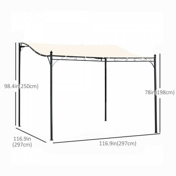 Outsunny 10'x10' Steel Gazebo Canopy Patio Outdoor Portable Sun Shelter Door Porch Cover Cream White