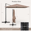 Costway Patio 9.5FT Square Cantilever Offset Hanging Umbrella 2-Tier 360° Outdoor Coffee