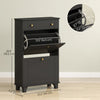 HOMCOM Narrow Shoe Cabinet w/ 2 Flip Drawers, Shoe Storage Cabinet, Black