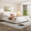 Ava Upholstered Bed with Loop-Pile Fabric,King Size - Light Beige | Lit Ava Rembourre en Tissu Boucle, Taille King - Beige Clair