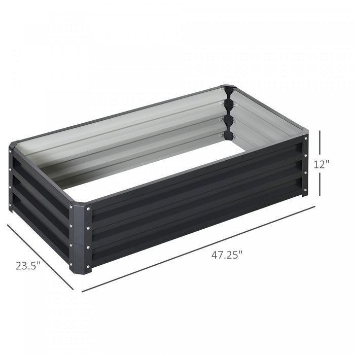 Outsunny 4' X 2' X 1' Raised Garden Bed, Galvanized Steel Planter Box For Vegetables, Flowers, Herbs, Grey