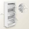 HOMCOM Narrow Shoe Cabinet with Flip Drawers Adjustable Shelf, White