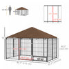 Pawhut Dog Run, 6.9' X 4.6' X 5' Outdoor Dog Kennel With Canopy, Rotating Bowls, Door For Backyard &|Pawhut Chenil Exterieur Pour Chien De 6.9' X 4.6' X 5' Avec Auvent, Bols Rotatifs, Porte Pour Cour E