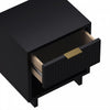 Elara Contemporary 18" Solid Wood Nightstand in Black (1-Drawer) | Table de nuit contemporaine Elara 18" en bois massif noir (1 tiroir)