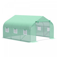 Outsunny 11' X 10' X 7' Walk-in Greenhouse Outdoor Plant Tunnel Warm Hot House W/ Roll Up Door And 6