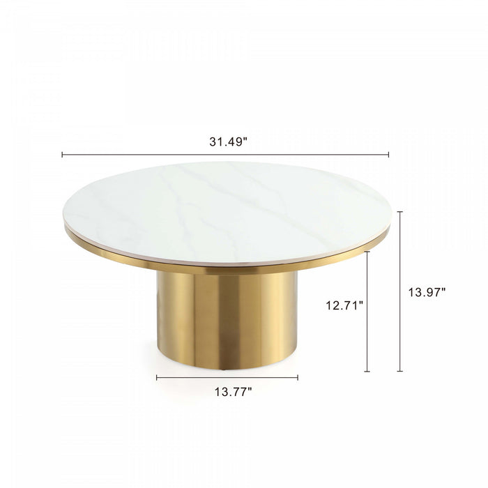 Glenn Modern Glam 2-Piece Coffee Table & End Table Set in Gold Coffee Table Set