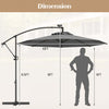 Costway 10FT Patio Offset Umbrella Sun Shade Solar Powered LED 360° Rotation Gray