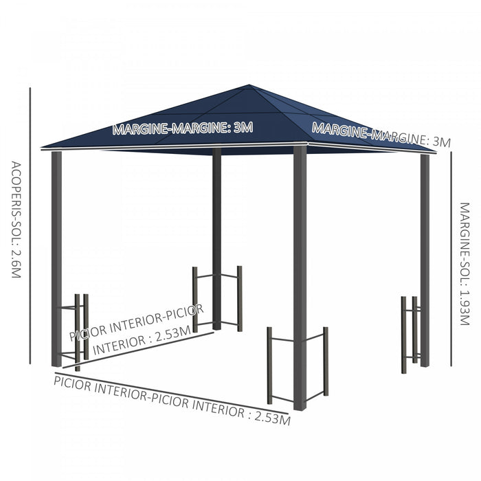 Outsunny 10' X 10' Hardtop Gazebo With Pc Board Roof And Aluminum Frame, Patio Gazebo With Curtains And Netting For Party Wedding Marquee Tent, Black