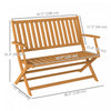 Outsunny Outdoor Bench, 46.5" Foldable Acacia Wood Loveseat, Teak