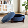 Sophia Round Storage Ottoman Coffee Table with Tufted Upholstery - Blue | Table Basse Ottoman Ronde Sophia avec Rembourrage Capitonne et Rangement - Bleu