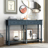 Phyllis Solid Wood Console Table With Drawers And Bottom Shelf - Antique Navy | Table Console Phyllis En Bois Massif Avec Tiroirs Et Etagere Inferieure - Bleu Marine Antique