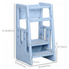 Qaba Toddler Kitchen Helper 2 Step Stool With Adjustable Height Platform And Safety Rail, Light Blue|Qaba Tabouret A 2 Marches Toddler Kitchen Helper Avec Plateforme A Hauteur Reglable Et Rail De Secur