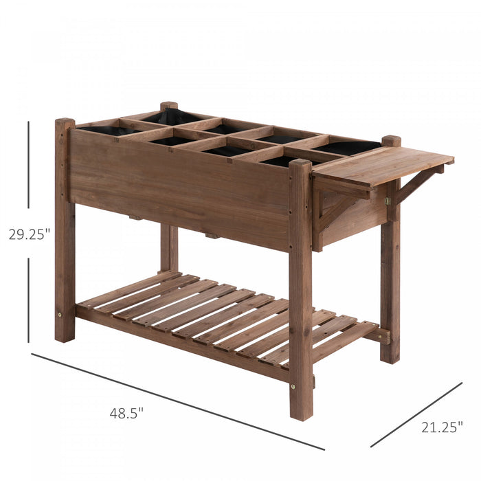 Outsunny Raised Garden Bed With 8 Grids And Storage Shelf, Elevated Planter Box With Legs, For Vegetables Flowers Herbs, Brown