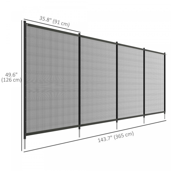 Outsunny Aluminium 4-Panel Swimming Pool Fence, 4' x 12', Black