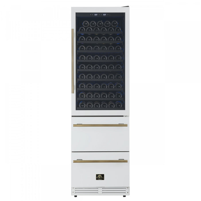 Forno Azienda 24\" Dual Zone Wine Cooler, 15.8 Cu.Ft, 108 Bottles & 100 Cans, White - FWCDR6628-24WHT Refrigerator