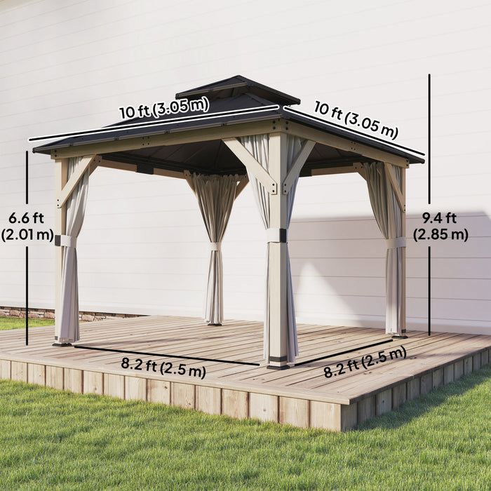 Outsunny 10' x 10' Outdoor Hardtop Gazebo with Double Galvanized Steel Roof