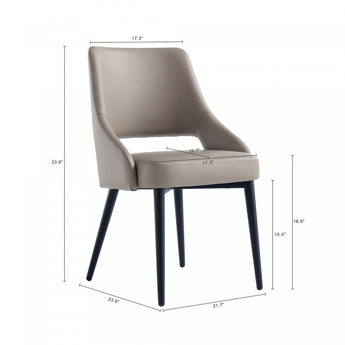 Tremont Modern Vegan Leather Metal Dining Chair in Taupe - Set of 2