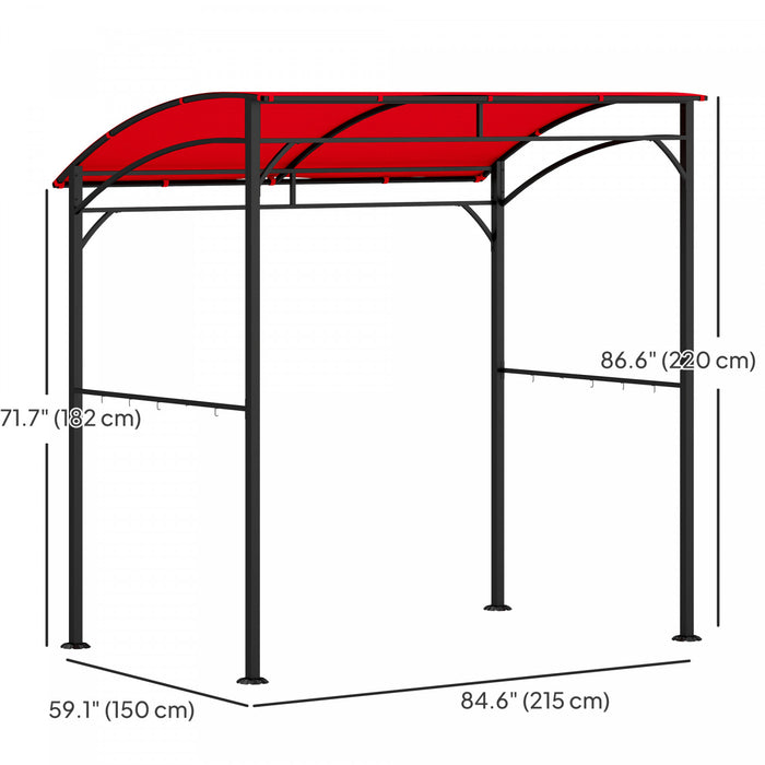Outsunny 7' X 5' Bbq Grill Gazebo Tent With Steel Frame Hooks Wine Red