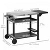 Outsunny 3-Shelf Outdoor Grill Cart with Foldable Side Table, 46.1" x 21.7" Multifunctional Pizza Oven Stand with Stainless Steel Tabletop, Movable Food Prep Table on Wheels, Black