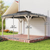 Outsunny 12' x 14' Hardtop Wood Gazebo Canopy, Double Roof Outdoor Gazebo