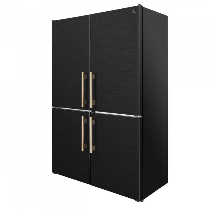 Forno Custodia 48\" Bottom Freezer combo, 20.6 cu.ft., Ice Maker, Total No frost, Black - FFFFD1766-48BLK Refrigerator
