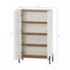 Abbey Modern 32" Tempered Glass Bookcase Cabinet in Maple and Off White (4-Shelf) - Set of 2 | Armoire bibliotheque moderne Abbey 32" en verre trempe, erable et blanc casse (4 etageres) - Lot de 2