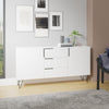 Manhattan Comfort Beekman 62.99” Sideboard with 4 Shelves - White|Desserte Beekman de Manhattan Comfort de 62,99 po avec 4 tablettes - blanche