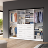 Bestar Florence 100" Modular Reach-In/Walk-In Closet System with Rods, Shelves and Drawers Shaker Style - White|Système de garde-robe et pièce-penderie modulaire Florence de Bestar de 100 po avec tringles, tablettes et tiroirs de style Shaker - blanc