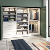Bestar Florence 107" Modular Walk-In Closet System With LED Lights, Rods, Shelves and Drawers Slab Style - White|Système de pièce-penderie modulaire Florence de Bestar de 107 po avec éclairages à DEL, tringles, tablettes et tiroirs de style lisse - blanc