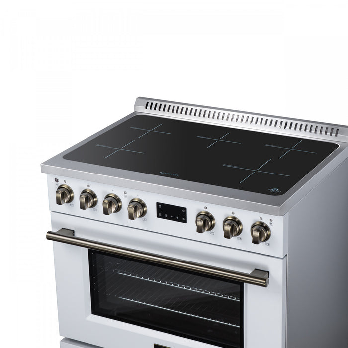 Forno Torino 36 Inch White Induction Range, 5.36 cu.ft - FFSIN0936-36WHT Electric Range