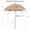Costway 7.2FT Patio Thatched Tiki Umbrella W/Tilt 8 Ribs Hawaiian Hula Beach
