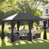 Outsunny 10' x 13' Outdoor Patio Gazebo w/ Steel Frame, Curtains, Dark Grey